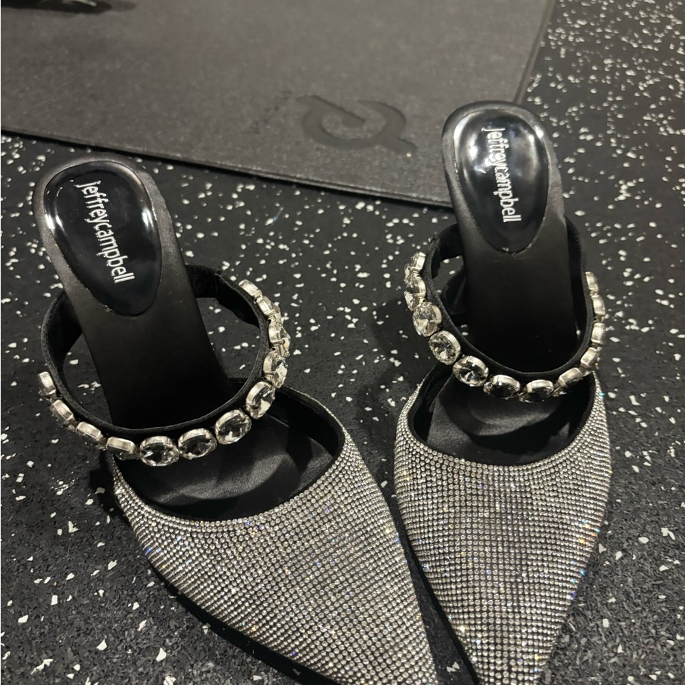 Jeffrey Campbell Black and Silver Rhinestone Heels